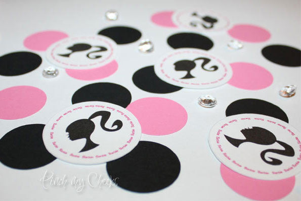 Barbie Party Set Pink Black Confetti