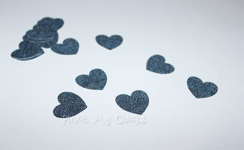 Heart Die Cuts Confetti Jeans Denim Hearts Set of 100