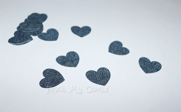 Heart Die Cuts Confetti Jeans Denim Hearts Set of 100