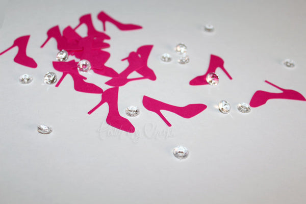 Hot Pink High Heel Confetti with Diamonds