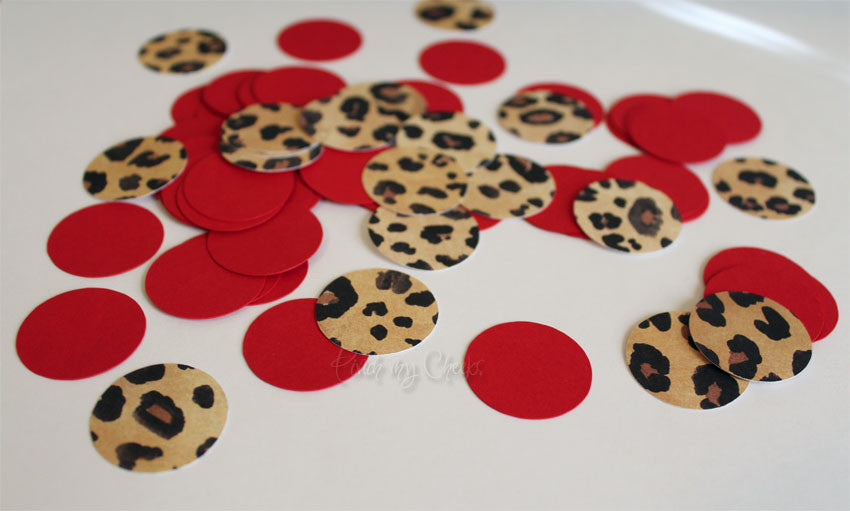 Leopard Cheetah & Red Confetti