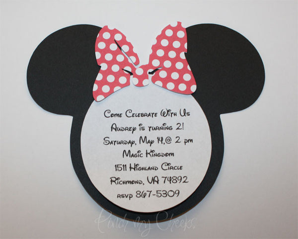 Minnie Mouse Invitations Red Polka dot bow